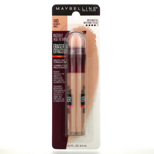 Maybelline, Instant Age Rewind, антивозрастной консилер от темных кругов под глазами, оттенок 140 «Мед», 6 мл
