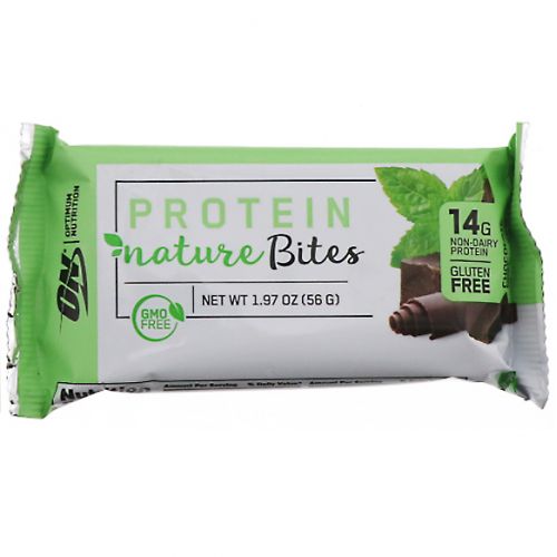 Optimum Nutrition, Protein Nature Bites, протеиновые батончики, шоколадная мята, 9 шт. по 56 г (1,97 унции) каждый