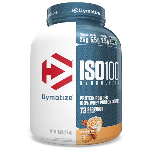 Dymatize Nutrition, ISO-100 гидролизируемый, 100% изолят сывороточного протеина, булочка с корицей, 5 фунтов (2,27 кг)
