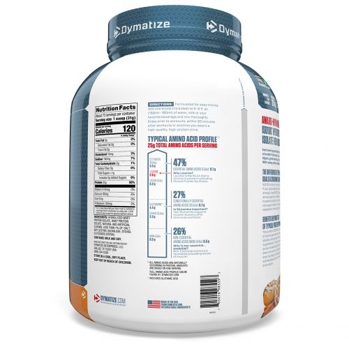 Dymatize Nutrition, ISO-100 гидролизируемый, 100% изолят сывороточного протеина, булочка с корицей, 5 фунтов (2,27 кг)