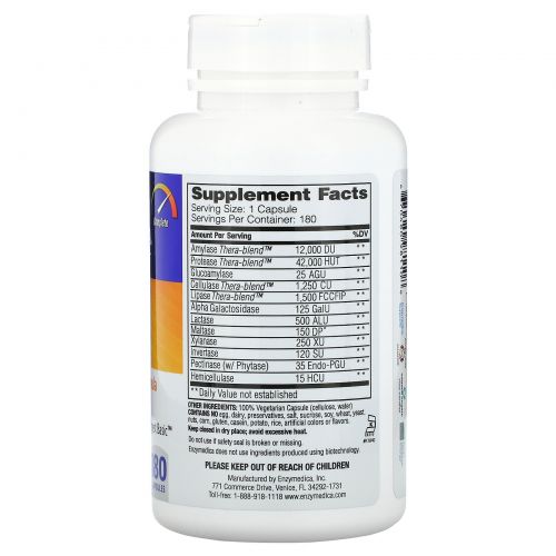 Enzymedica, Digest, комплекс ферментов, 180 капсул