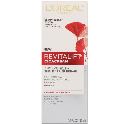 L'Oreal, Revitalift CicaCream, борьба с морщинами и восстановление барьера кожи, 50 мл