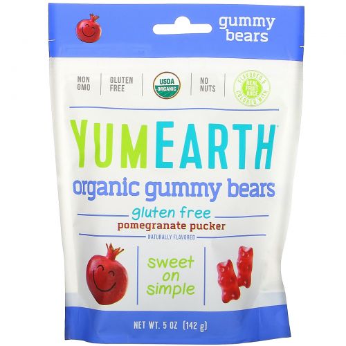 YumEarth, Gummy Bears, Pomegranate + Yum, 5 oz (140 g)