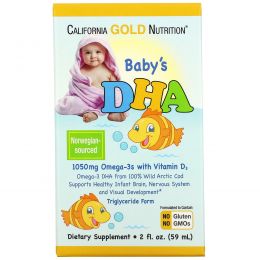 California Gold Nutrition, ДГК для детей, 1050 mg, Omega-3s with Vitamin D3, 2 ж. унции (59 мл)