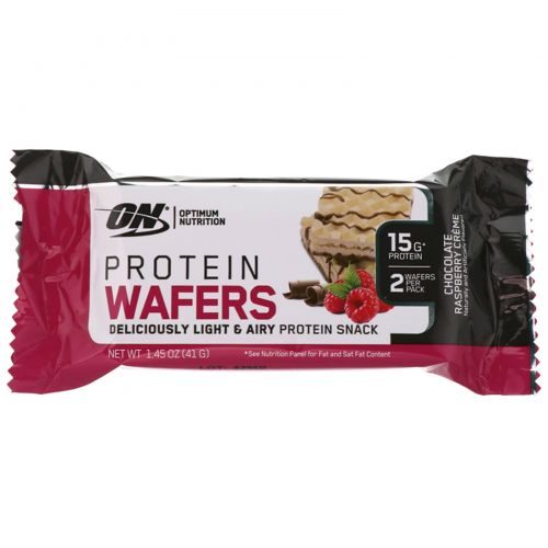 Optimum Nutrition, Protein Wafers, Chocolate Raspberry Creme, 9 Packs, 1.45 oz (41 g) Each