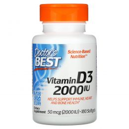 Doctor's Best, Витамин D3 (Best Vitamin D3), 2000 МЕ, 180 мягких таблеток