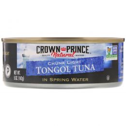 Crown Prince Natural, Кусочки легкого тунца тонгол, в родниковой воде, 5 унций (142 г)