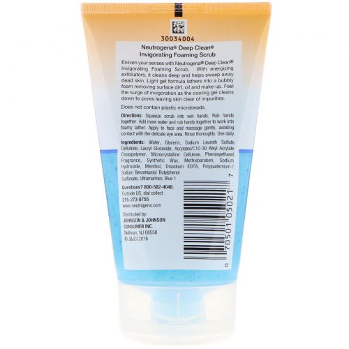 Neutrogena, Deep Clean, Invigorating, Foaming Scrub, 4.2 fl oz (124 ml)