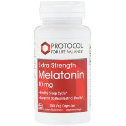 Protocol for Life Balance, Melatonin, Extra Strength, 10 mg , 100 Veg Capsules