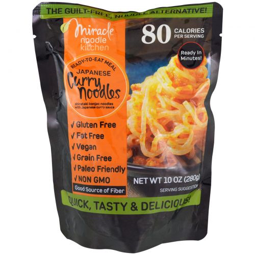 Miracle Noodle, Готовый к употреблению продукт, японская лапша с карри, 10 унций (280 г)