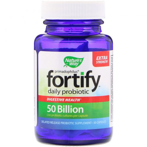 Nature's Way, Primadophilus, Fortify, Daily Probiotic, Extra Strength, 30 Vegetarian Capsules