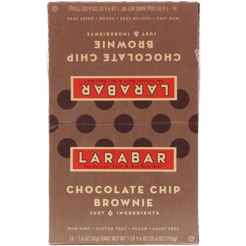 Larabar, Печенье с кусочками шоколада, 16 батончиков, 1,6 унции (45 г) каждый