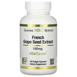 California Gold Nutrition, French Grape Seed Extract, 100 mg, Antioxidant Polyphenol, 120 Veggie Caps