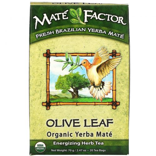 Mate Factor, Olive Leaf  Organic Yerba Mate, 20 Tea Bags, 2.47 oz (70 g)