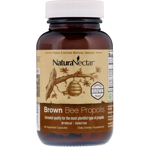 NaturaNectar, Коричневый пчелиный прополис, 60 капсул в растительной оболочке