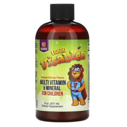Vitables, Liquid Multi-Vitamin & Mineral For Children, No Alcohol, Orange Mango Flavor, 8 fl oz (237 ml)