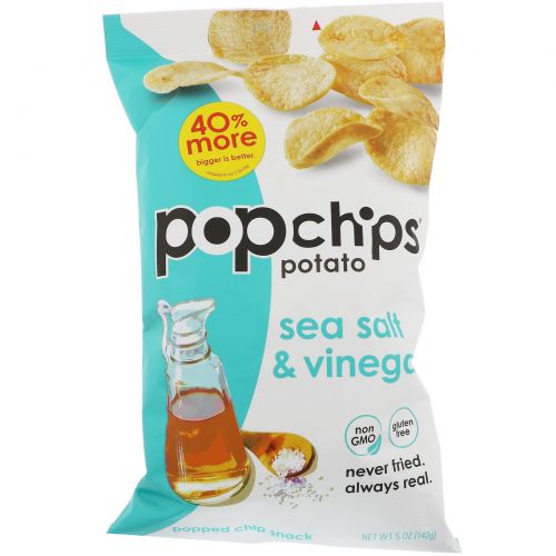 Popchips, Potato Chips, Sea Salt & Vinegar, 5 oz (142 g)