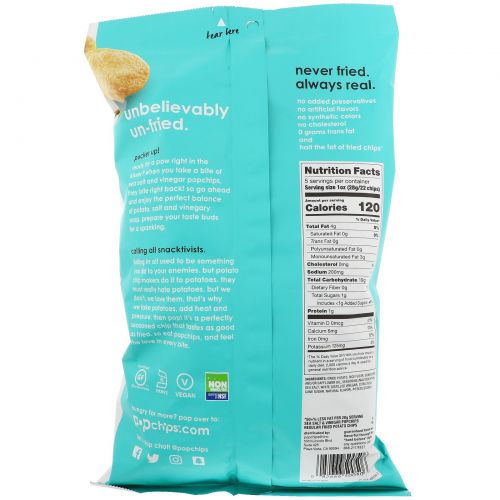 Popchips, Potato Chips, Sea Salt & Vinegar, 5 oz (142 g)