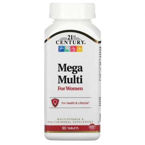 21st Century, Mega Multi, для женщин, мультивитамины и мультиминералы, 90 таблеток