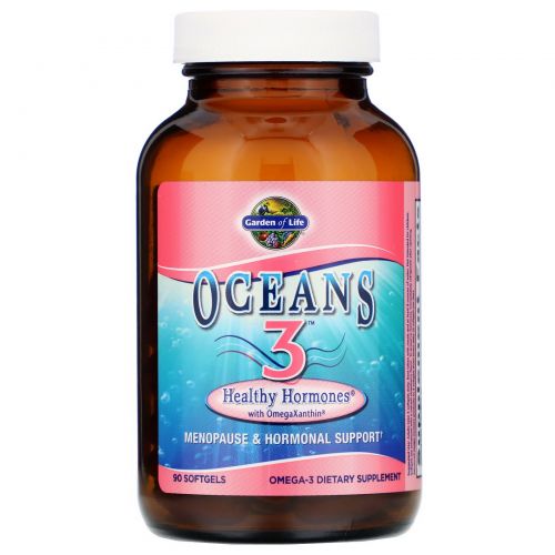 Garden of Life, Oceans 3, Здоровые Гормоны с OmegaXanthin 90 гелевых капсул