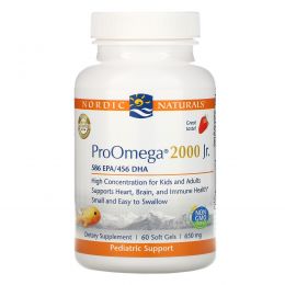 Nordic Naturals, ProOmega 2000 Jr., Strawberry, 650 mg, 60 Soft Gels