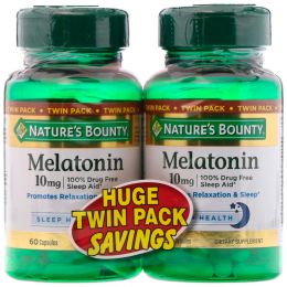 Nature's Bounty, Melatonin, Twin Pack, 10 mg, 60 Capsules Each