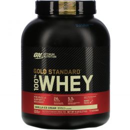 Optimum Nutrition, Gold Standard 100% Whey, ванильное мороженое, 5lb (2,27 кг)