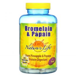 Nature's Life, Бромелайн и папаин, 250 вегетарианских капсул