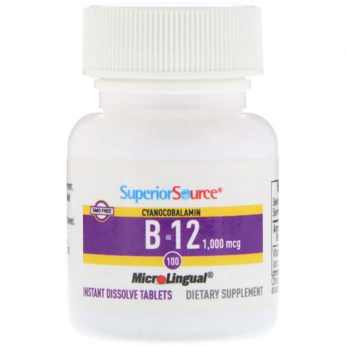Superior Source, MicroLingual, цианокобаламин B12 1000 мкг, 100 таблеток