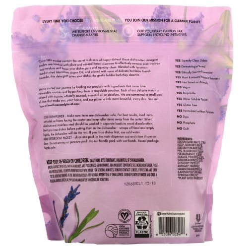 Love Home & Planet, Dishwasher Detergent Packets, Lavender & Argan Oil, 38 Packets, 24 oz (684 g)