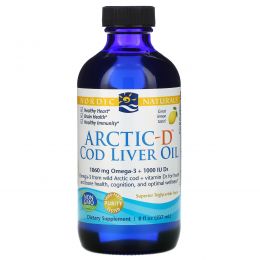 Nordic Naturals, Масло печени арктической трески с витамином D, лимон, 8 жидких унций (237 мл)