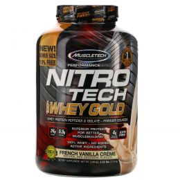 Muscletech, Nitro Tech 100% Whey Gold, French Vanilla Creme, 6.00 lbs. (2.72 kg)