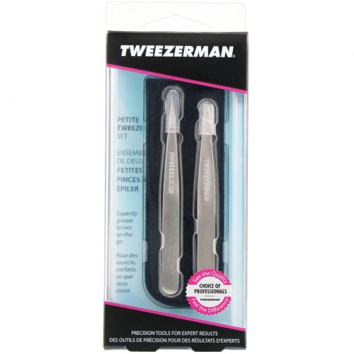 Tweezerman, Petite Tweeze Set with Black Leather Case, 1 Set