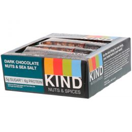 KIND Bars, Батончики с темным шоколадом, орехами и морской солью, 12 батончиков, 1.4 унции (40 г) каждый