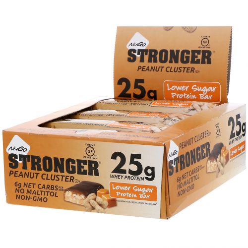 NuGo Nutrition, Stronger, арахисовый батончик, 12 батончиков, 80 г каждый