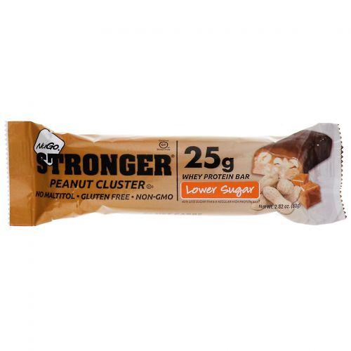 NuGo Nutrition, Stronger, арахисовый батончик, 12 батончиков, 80 г каждый