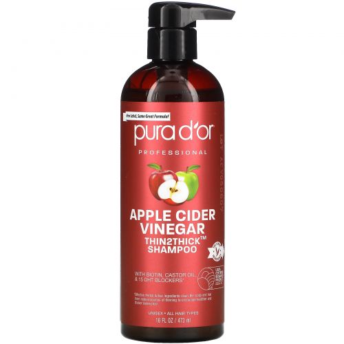 Pura D'or, Professional, Apple Cider Vinegar, Thin2Thick, Shampoo, 16 fl oz (473 ml)