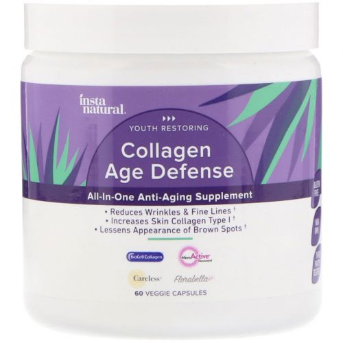 InstaNatural, Collagen Age Defense, All-In-One Anti-Aging Supplement, 60 Veggie Capsules