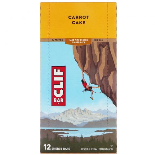 Clif Bar, Carrot Cake Energy Bars, 12 Bars, 2.40 oz (68 g) Each