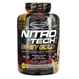 Muscletech, Nitro Tech 100% Золотая сыворотка, Печенье и сливки, 5,53 фунта (2,51 кг)