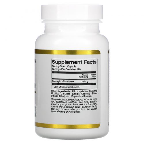 California Gold Nutrition, S-ацетил-L-глутатион, 100 мг, 120 растительных капсул