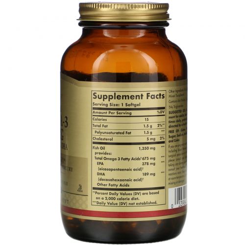 Solgar, Kosher Omega-3, 675 mg, 100 Softgels