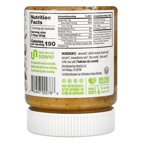 Nuttzo, Keto 7 Nuts & Seeds Butter,  Crunchy, 12 oz (340 g)