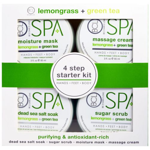Petal Fresh, BCL Spa, Hands, Feet and Body, Purifying and Antioxidant Rich, Lemongrass plus Green Tea, 4 Piece Kit - 3 fl oz (85 ml) Each