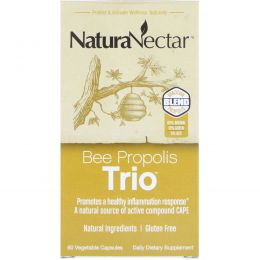 NaturaNectar, Абсолютно натуральный пчелиный прополис - трио, 60 вегетарианских капсул