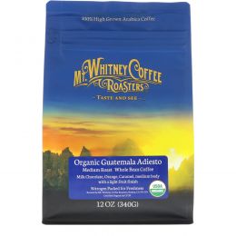 Mt. Whitney Coffee Roasters, Organic Guatemala Adiesto, Medium Roast Whole Bean Coffee, 12 oz (340 g)