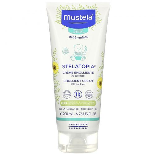 Mustela, Stelatopia, Emollient Cream with Sunflower, Fragrance Free, 6.76 fl oz (200 ml)