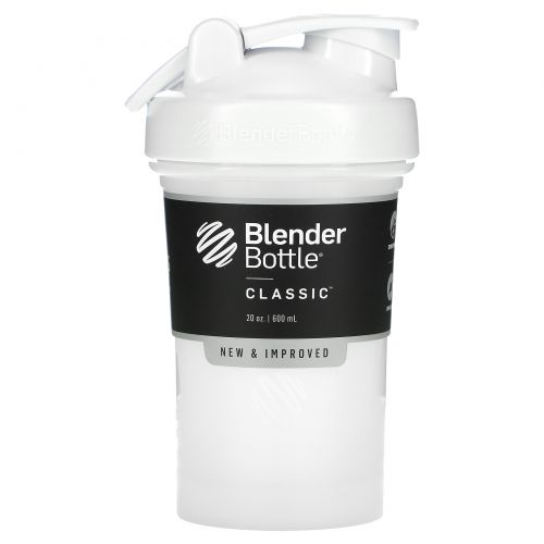 Blender Bottle, Classic With Loop, White, 20 oz