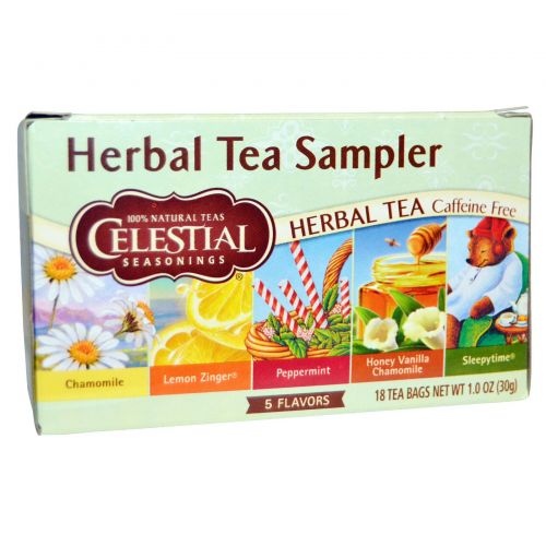Celestial Seasonings, Набор травяных чаев, без кофеина, 5 вкусов, 18 чайных пакетиков, 1,0 унция (30 г)
