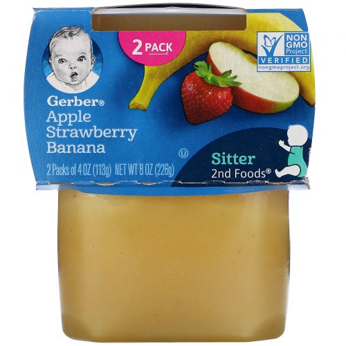 Gerber, Apple, Strawberry, Banana, 2 Packs, 4 oz (113 g) Each